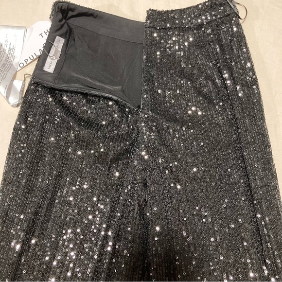 NWT Dress the Population Black Sequined Wide Leg Dina Pant | Inseam 32.5 - Picture 6 of 15